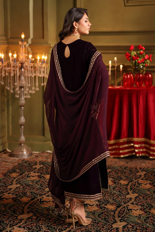 Charizma Luxury Velvet 3 Pc Embroidered Collection VVT4-014