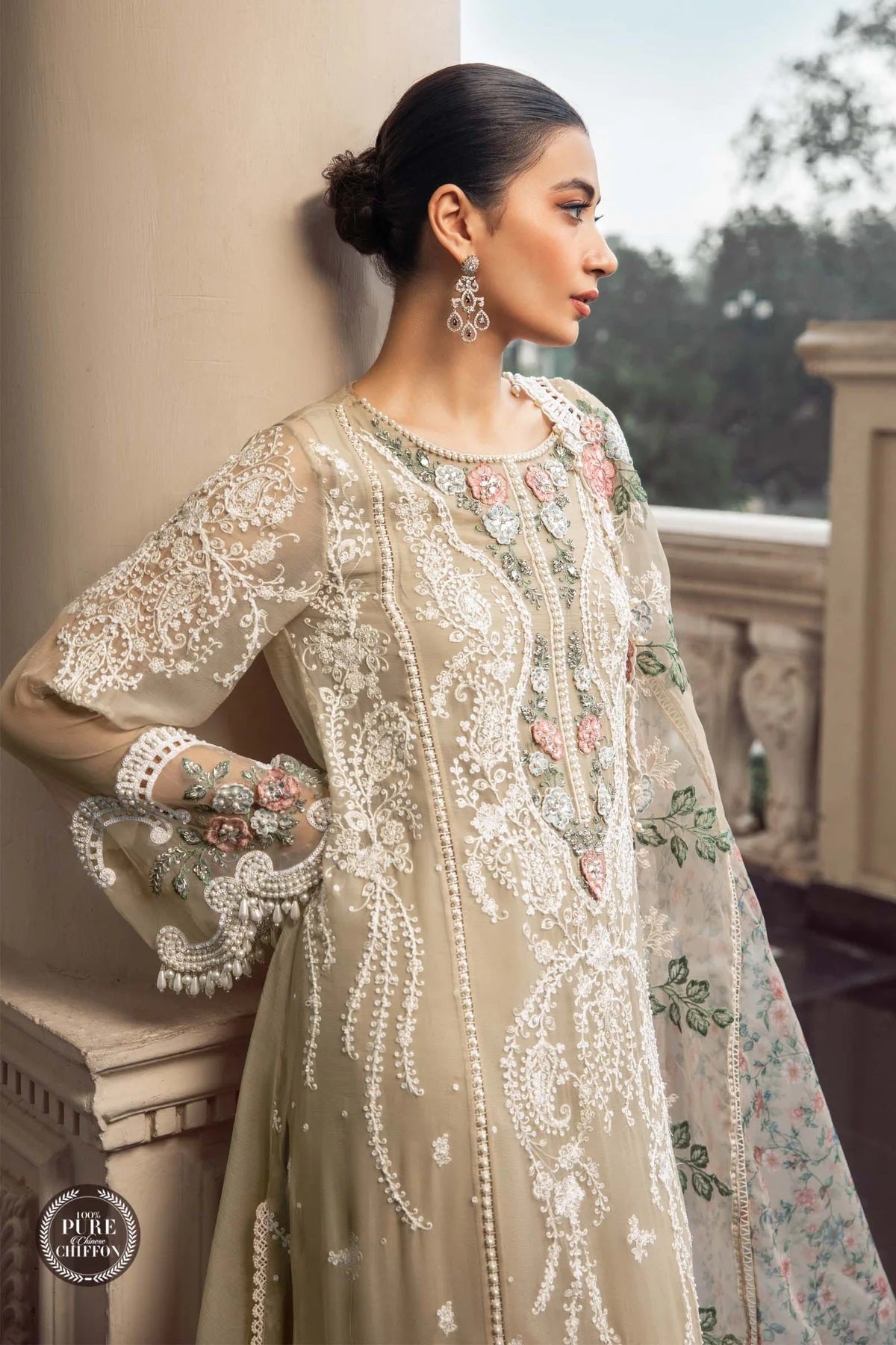 Maria.B Embroidered Pure Chiffon Suits Unstitched 3 Piece MB23SC D1 Pehnawa