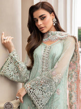 Maria.B Unstitched 3 Pieces Pure Chiffon Embroidered Suit MPC-23-104 Mint Green