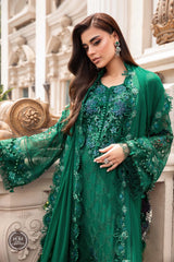 Maria.B Unstitched Chiffon Embroidered Suit Unstitched MPC-23-108 Emerald Green D8