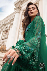 Maria.B Unstitched Chiffon Embroidered Suit Unstitched MPC-23-108 Emerald Green D8