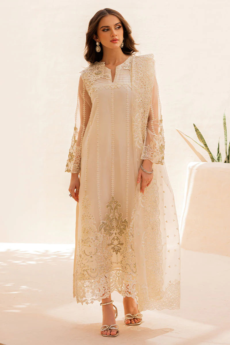Mushq Ivory Fone wedding edition ESP23-09 Fully Embroidered Organza 3 Pieces Unstitched Marisa