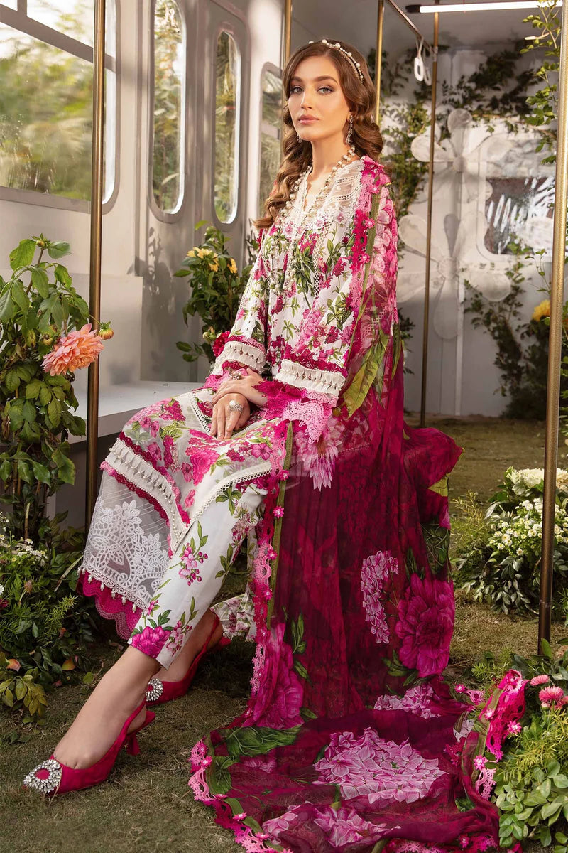 Maria.B Luxury Lawn 3 Pieces Unstitched M.Prints MPT-2102-A Pure Chiffon Duppatta