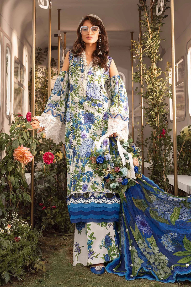 Maria.B Luxury Lawn 3 Pieces Unstitched M.Prints MPT-2102-B Pure Chiffon Duppatta