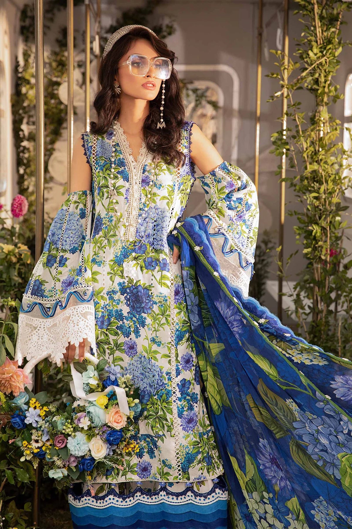 Maria.B Luxury Lawn 3 Pieces Unstitched M.Prints MPT-2102-B Pure Chiffon Duppatta