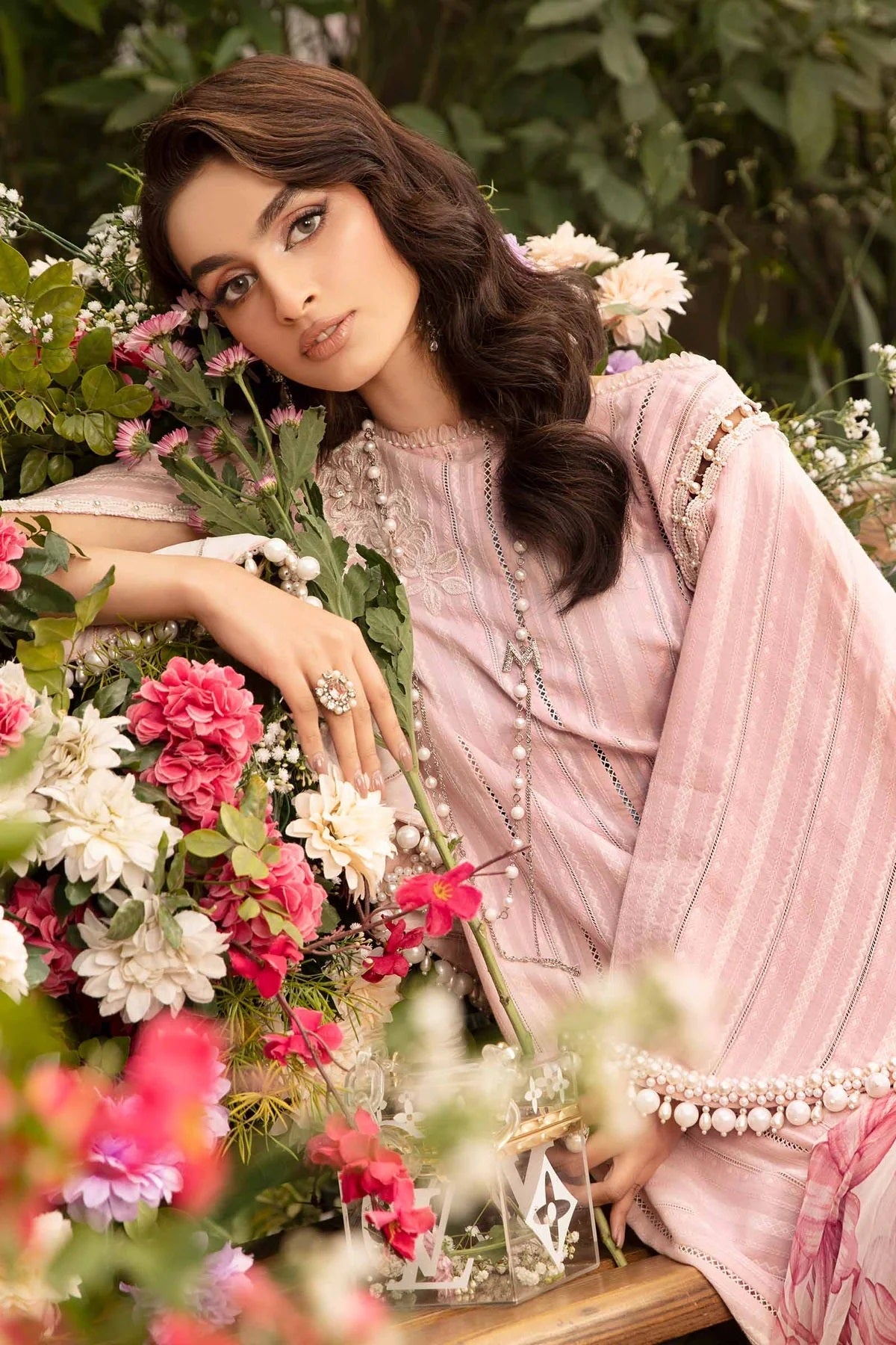 Maria.B M.Prints Unstitched Embroidered Lawn Suit MPT-2109-B Pure Chiffon Duppatta