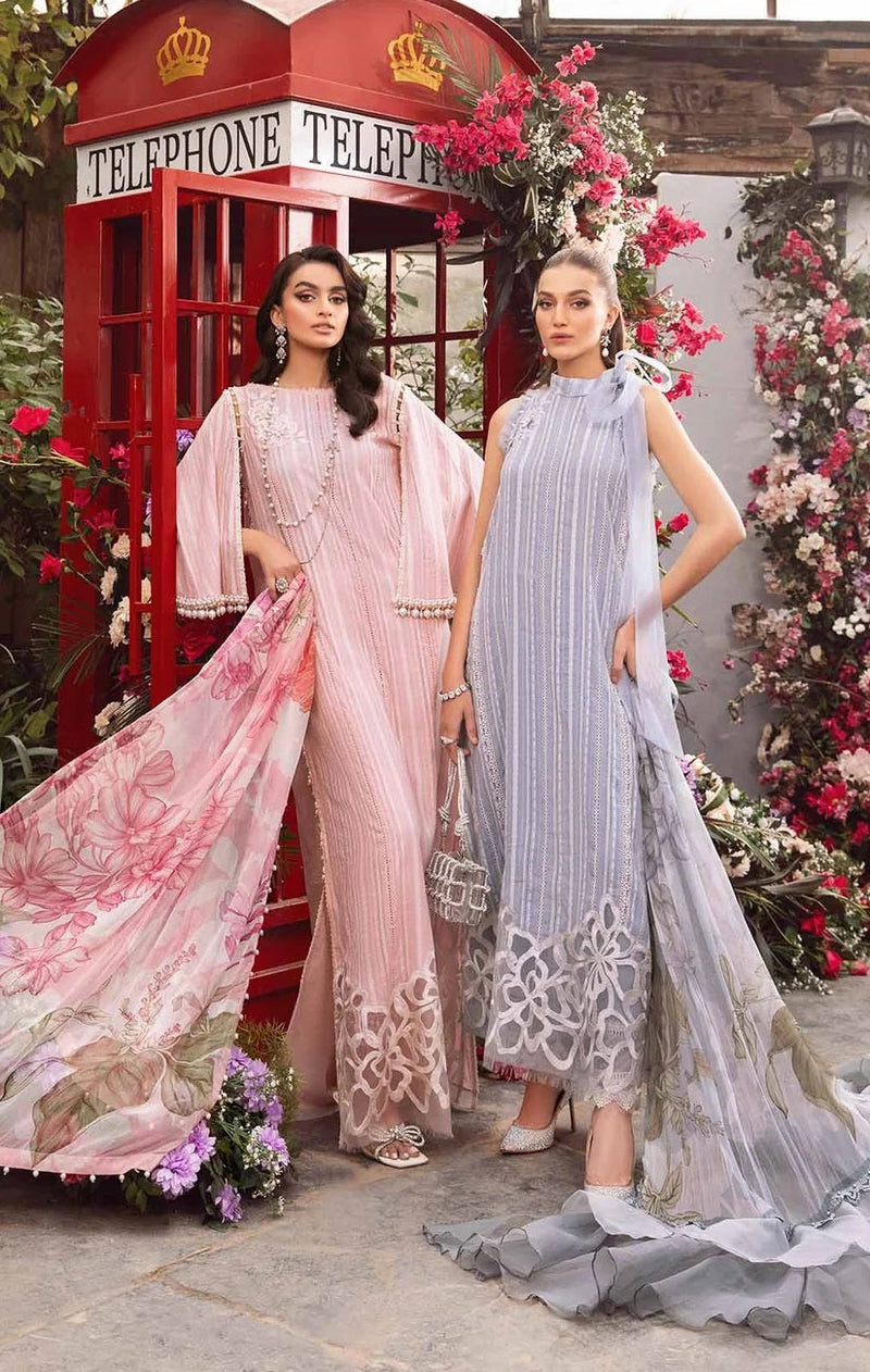 Maria.B M.Prints Unstitched Embroidered Lawn Suit MPT-2109-B Pure Chiffon Duppatta