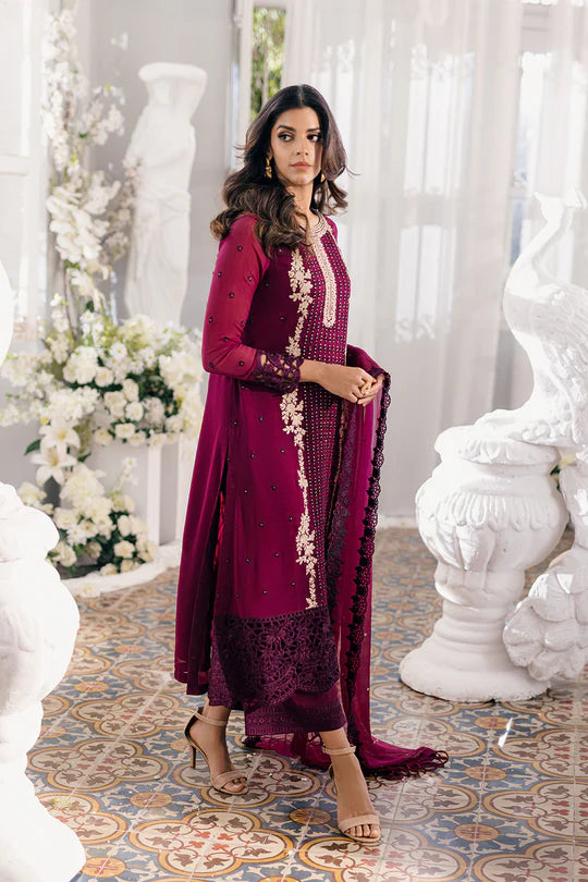 Azure Luxuy Chiffon Embroidered Collection Unstitched Merlot Muse