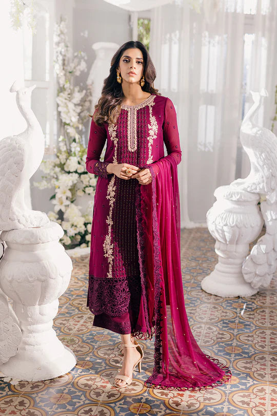 Azure Luxuy Chiffon Embroidered Collection Unstitched Merlot Muse