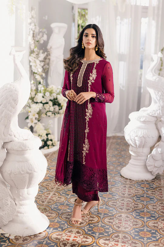 Azure Luxuy Chiffon Embroidered Collection Unstitched Merlot Muse