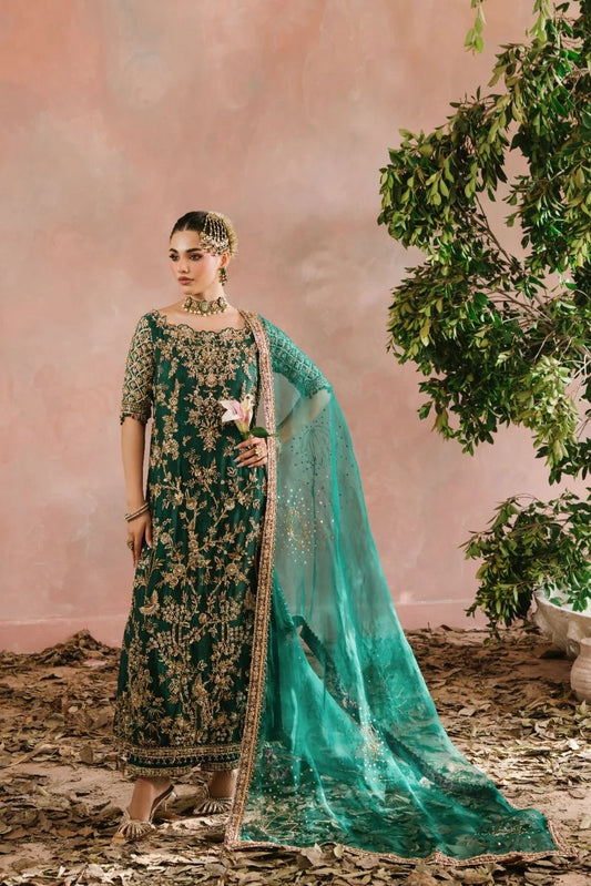 Tabya Mehrma - Luxury Raw Silk Embroidered 3 Piece Unstitched