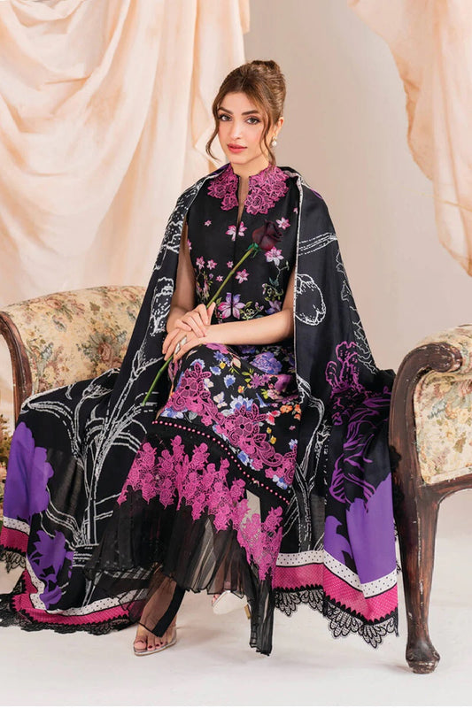 Asifa Nabeel Luxury Lawn Embroidered Unstitched 3 Piece Nocturne-MW-10 Meraki