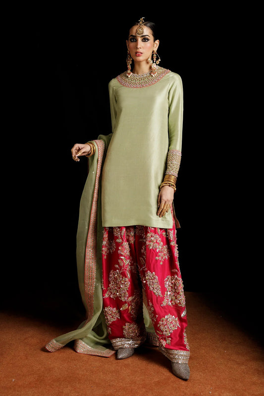 Hussain Rehar - Luxury Raw Silk Embroidered 3 Piece Unstitched - Doron