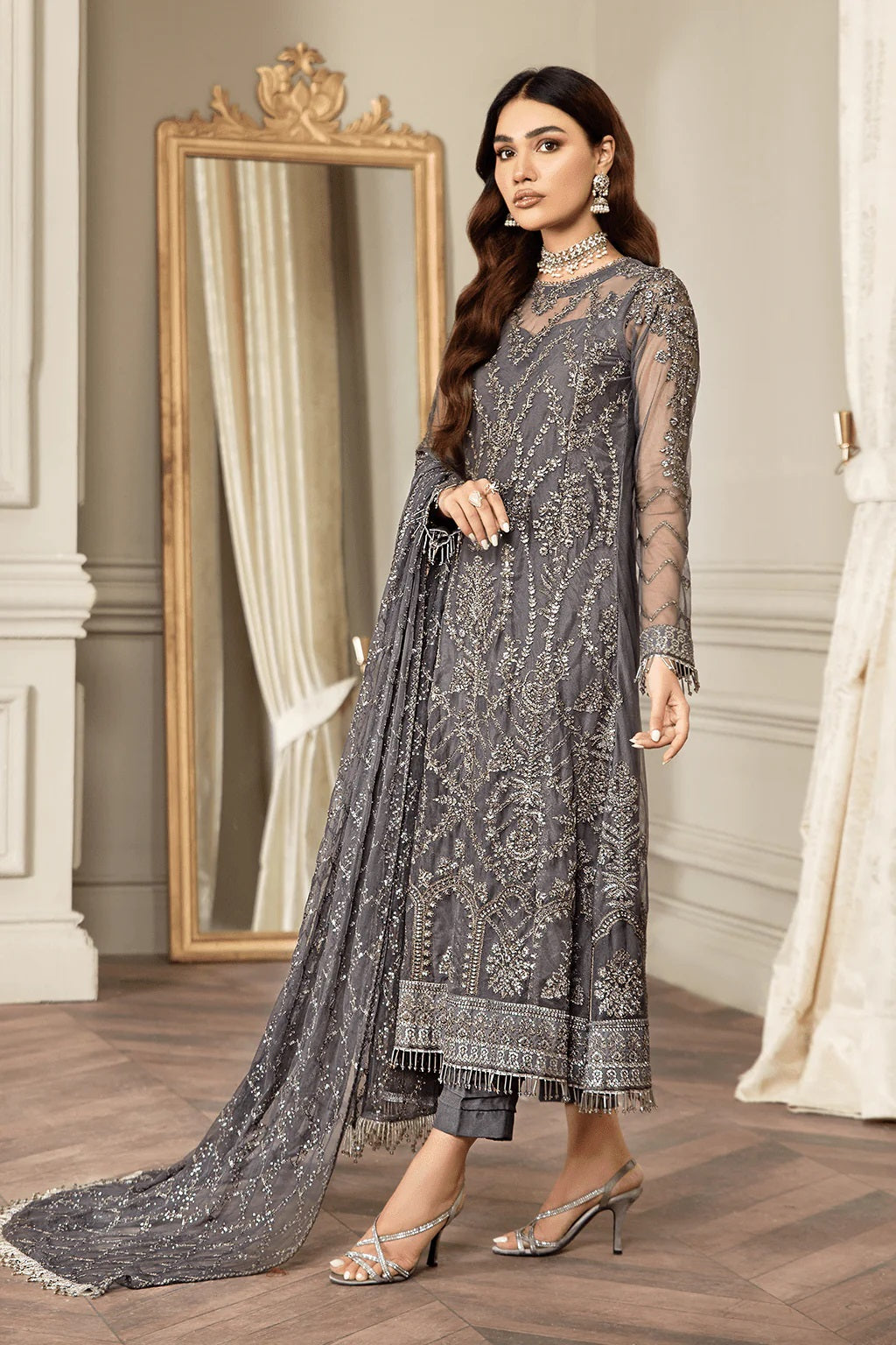 ZARIF Mehroze Festive Formals Unstitched Suit ZMF-07 STORM GREY