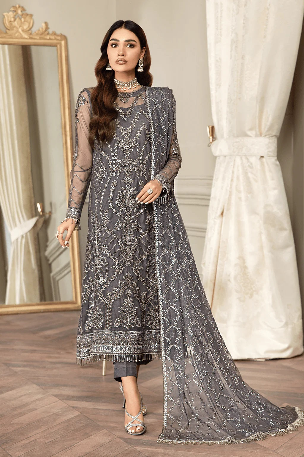 ZARIF Mehroze Festive Formals Unstitched Suit ZMF-07 STORM GREY