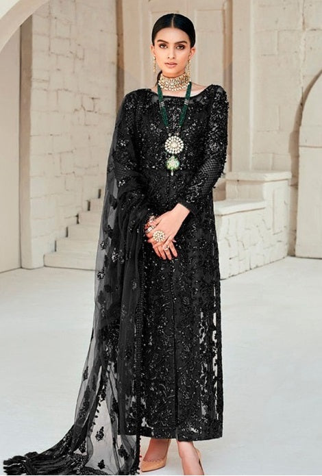 Maryam Hussain Black Formal Wear Net Collection 3 Pieces Unstitched