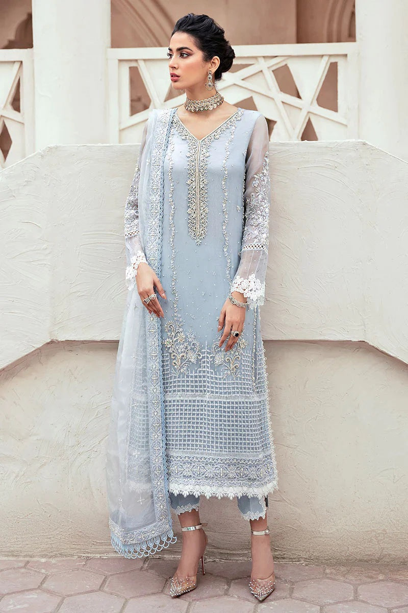 Mushq Luxury Organza Embroidered  3 Piece Unstitched Suit DEW DROP