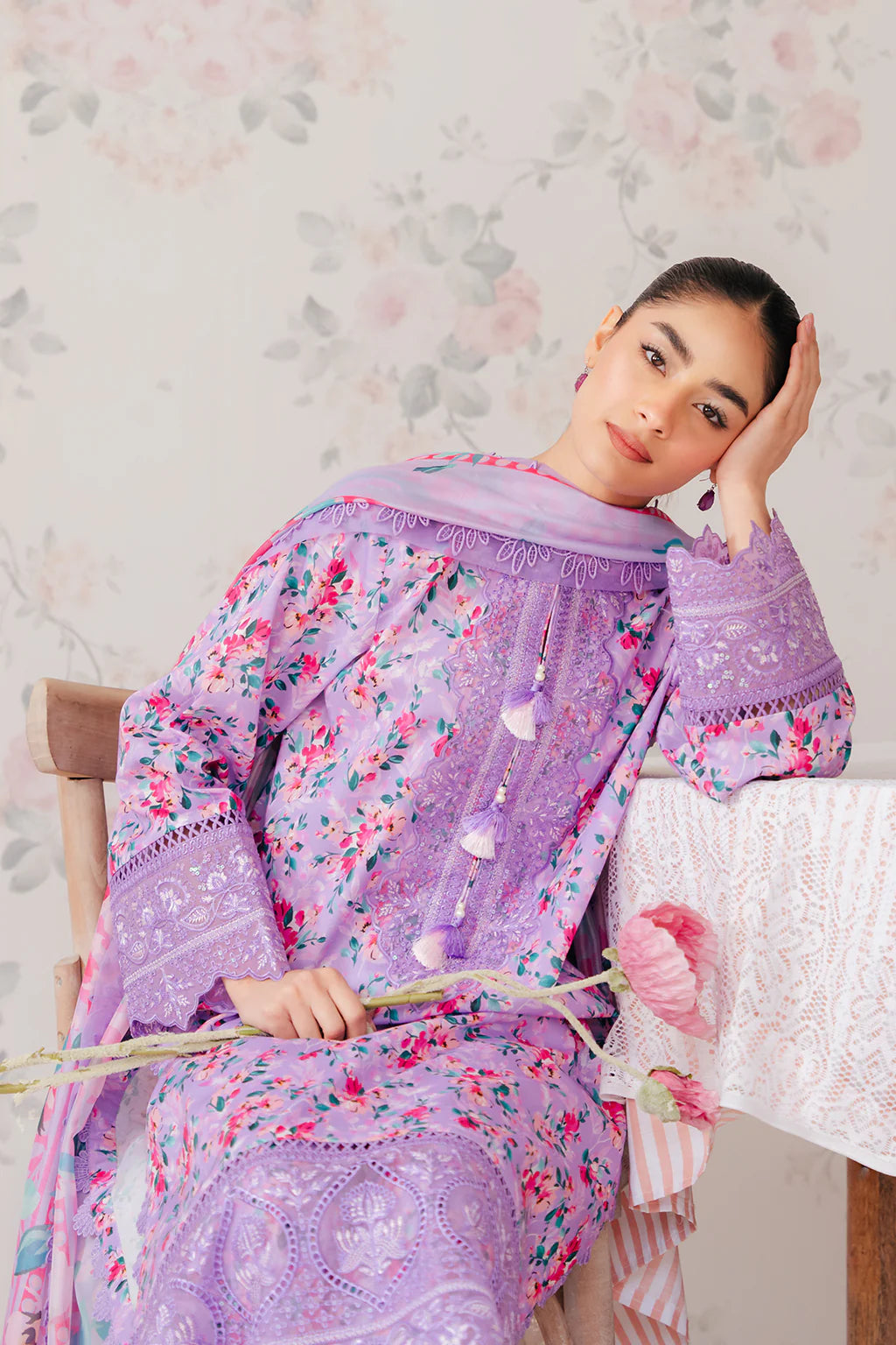 Afrozeh Embroidered Lawn 3 Piece Unstitched Suit ORCHID - Summer Collection