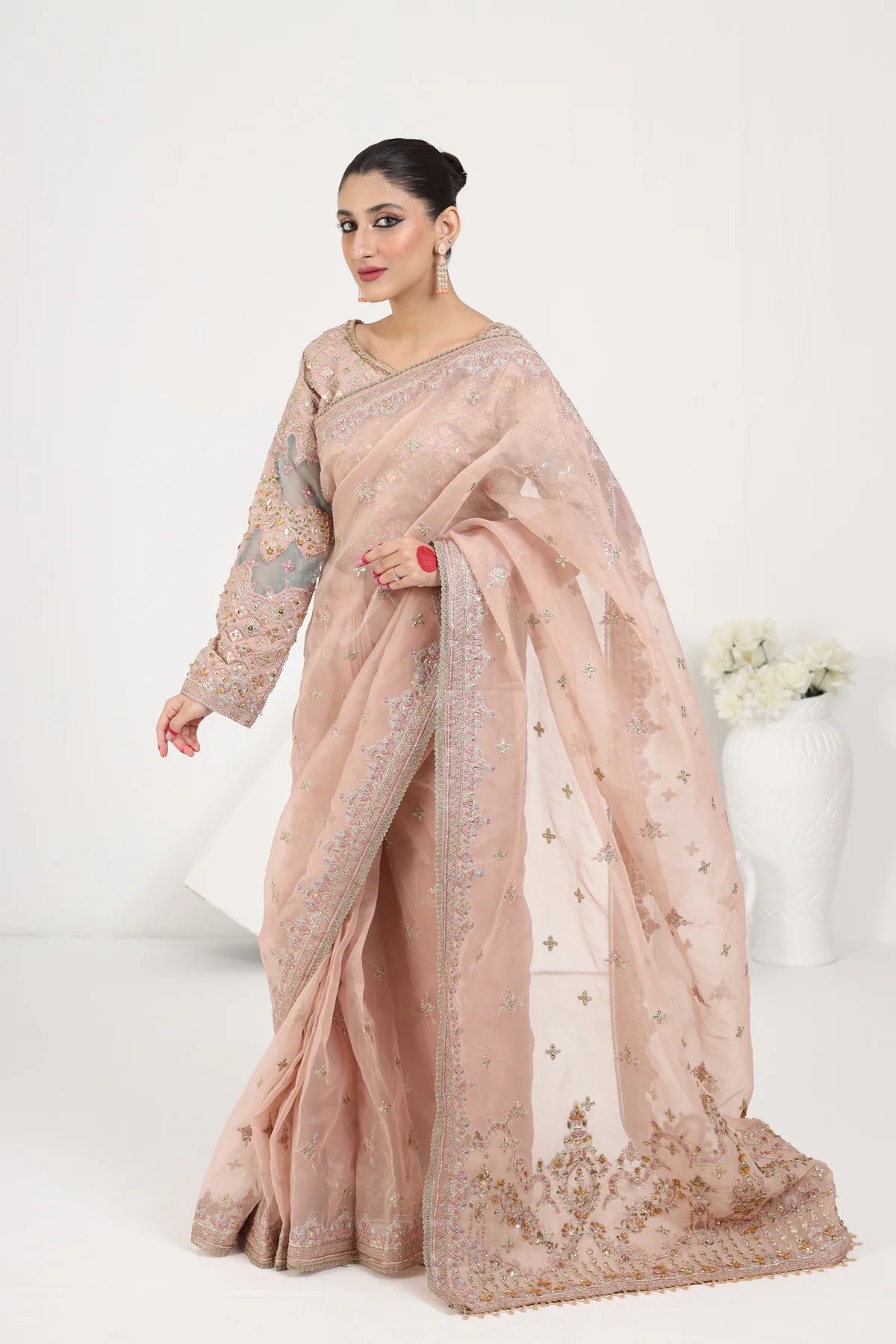 Qalamkar Sahiba Organza Embroidered Saree RANYA