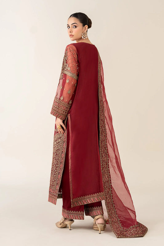Maria.B Luxry Raw Silk Hand Embellishment Suit SF-PF26-08 Maroon