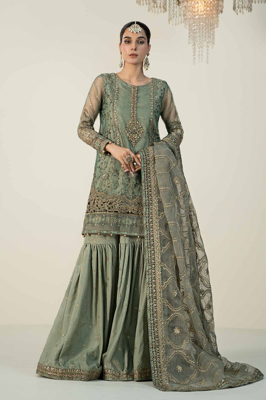 Maria.B Luxury Organza Embroidered Unstitched 3 Piece - SF-W24-24-Teal-Ex