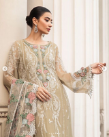 Maria.B Embroidered Pure Chiffon Suits Unstitched 3 Piece MB23SC D1 - Luxury Collection