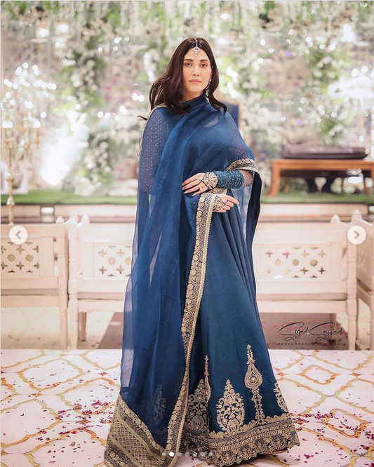 Faiza Saqlain Noor-e-Chashm Wedding Formals Chiffon Embroidered 3 Pieces Unstitched -Risma