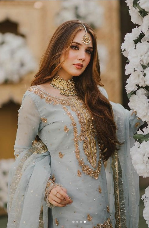 Maha Wajahat Wedding Festive Fully Embroidered Unstitch Organza Collection