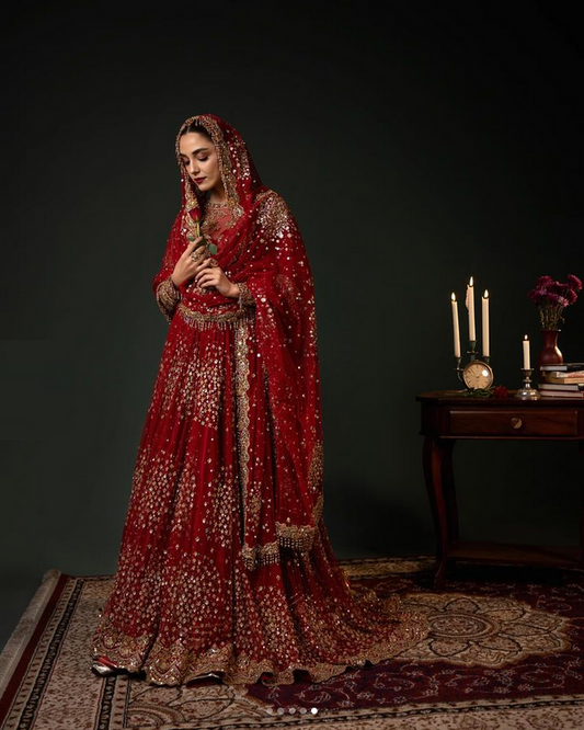 Ahmad Sultan AS-BRIDALS Fully Hand Emblishment Pure Chiffon Unstitched Collection  Sablette