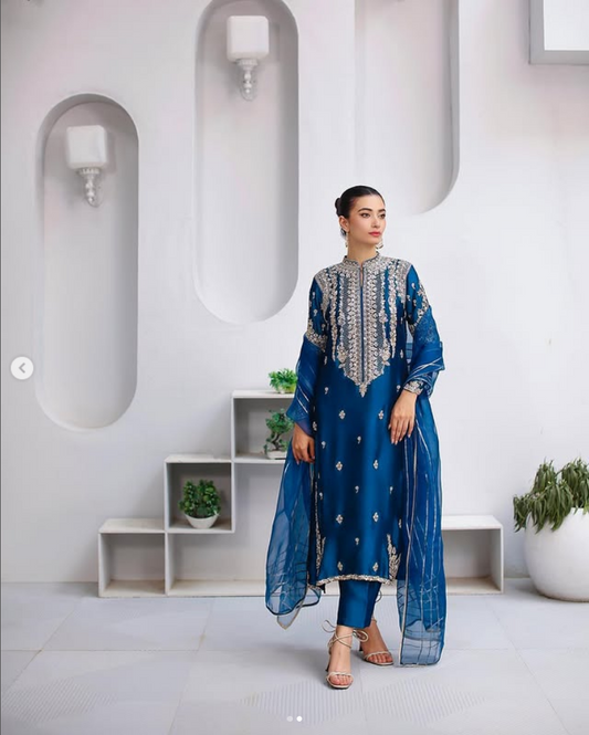 Waqar Asghar Luxury Raw Silk Hand Embroidered Collection Muskan 05