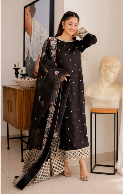 Aneelas Luxury Raw Silk 3 Piece Unstitched - FC-03