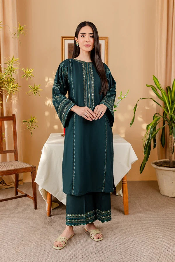 Maria.B 2 Pc Dhanak Embroidered Shirt With Dhanak Embroidered Trouser- Naqoosh