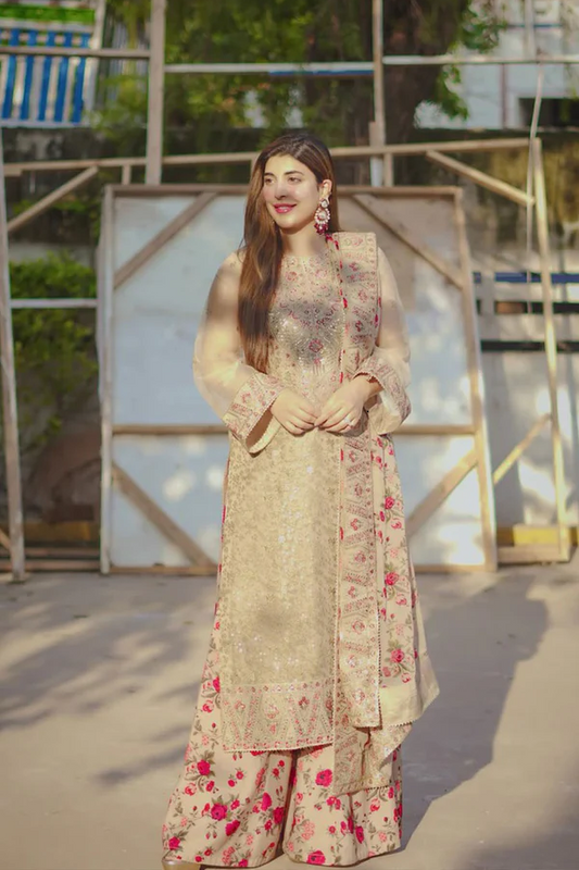 Aneelas Wedding Festive Luxury Embroidered Organza Suits Unstitched URWA