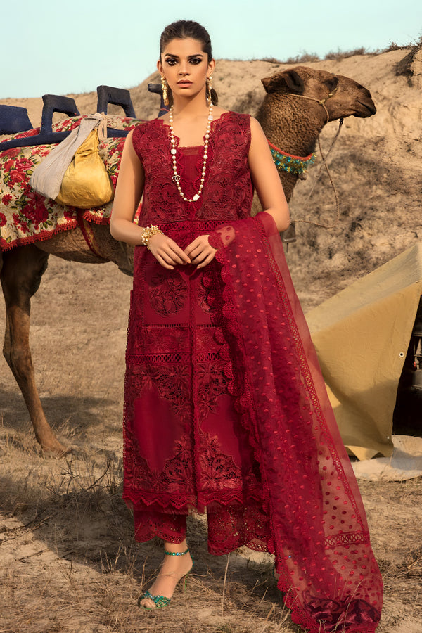 Saira Shakira Luxury Lawn Embroidered Collection D 8 Rouge