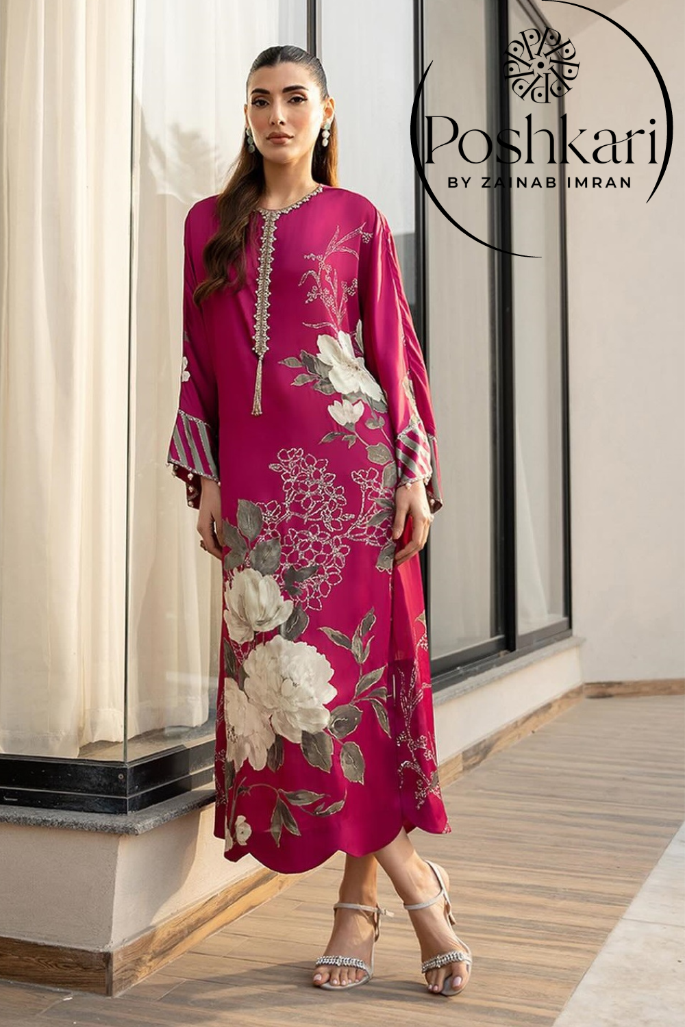 Poshkari Silk Hand Embroidered Collection Jargik Dress