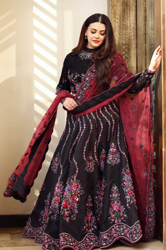 Ahmed Manan Black Wedding Edition Fully Hand Made Raw Silk MALALLS