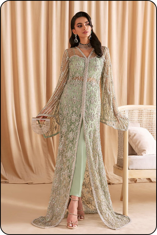 Kanwal Malik Hand Embroidered Net Gown Unstitched MISHA