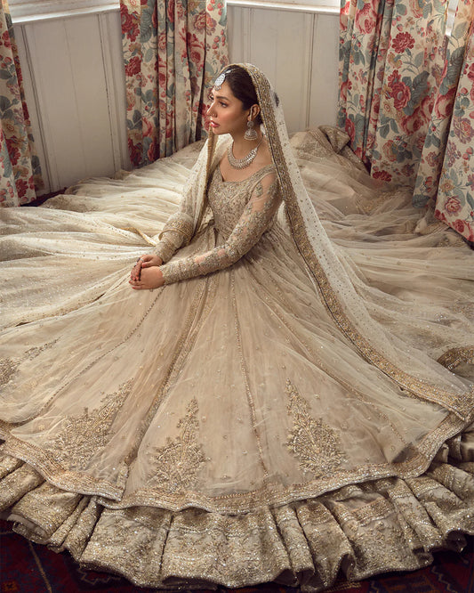 Faiza Saqlain Golden White Bridal Wedding Edition Unstitched