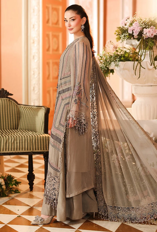 Maria.B Royale Tea Affair-D01 Luxury Embroidered Pure  Chifon Unstitched 3Pc Suit PA-187