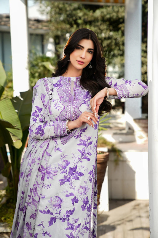 Aneela's Collection Luxury Lawn Embroidered 3 Piece Unstitched Swiss Lawn