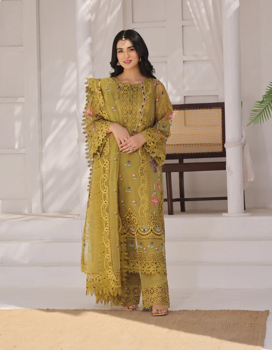 Aneelas Luxury Organza  Embroidered 3 Piece Unstitched