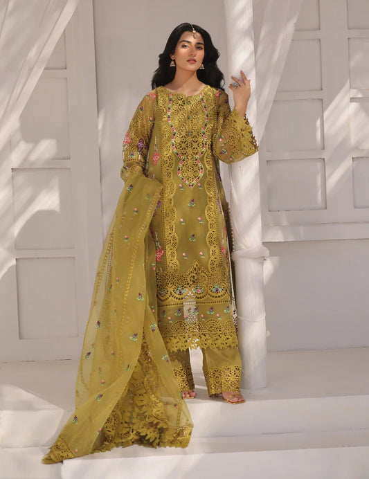 Aneelas Luxury Organza  Embroidered 3 Piece Unstitched