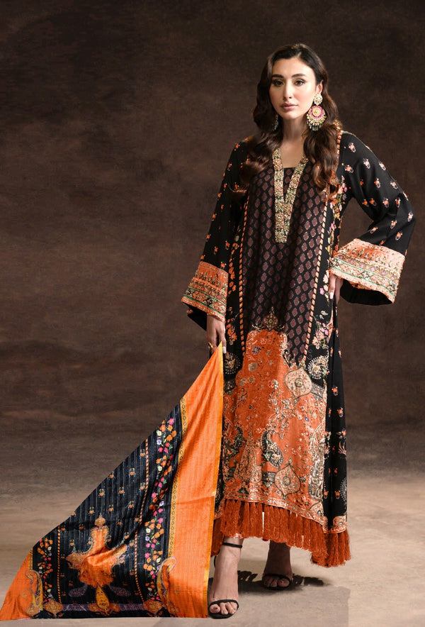 Ammara Khan Black Unstitched Silk Formal Collection