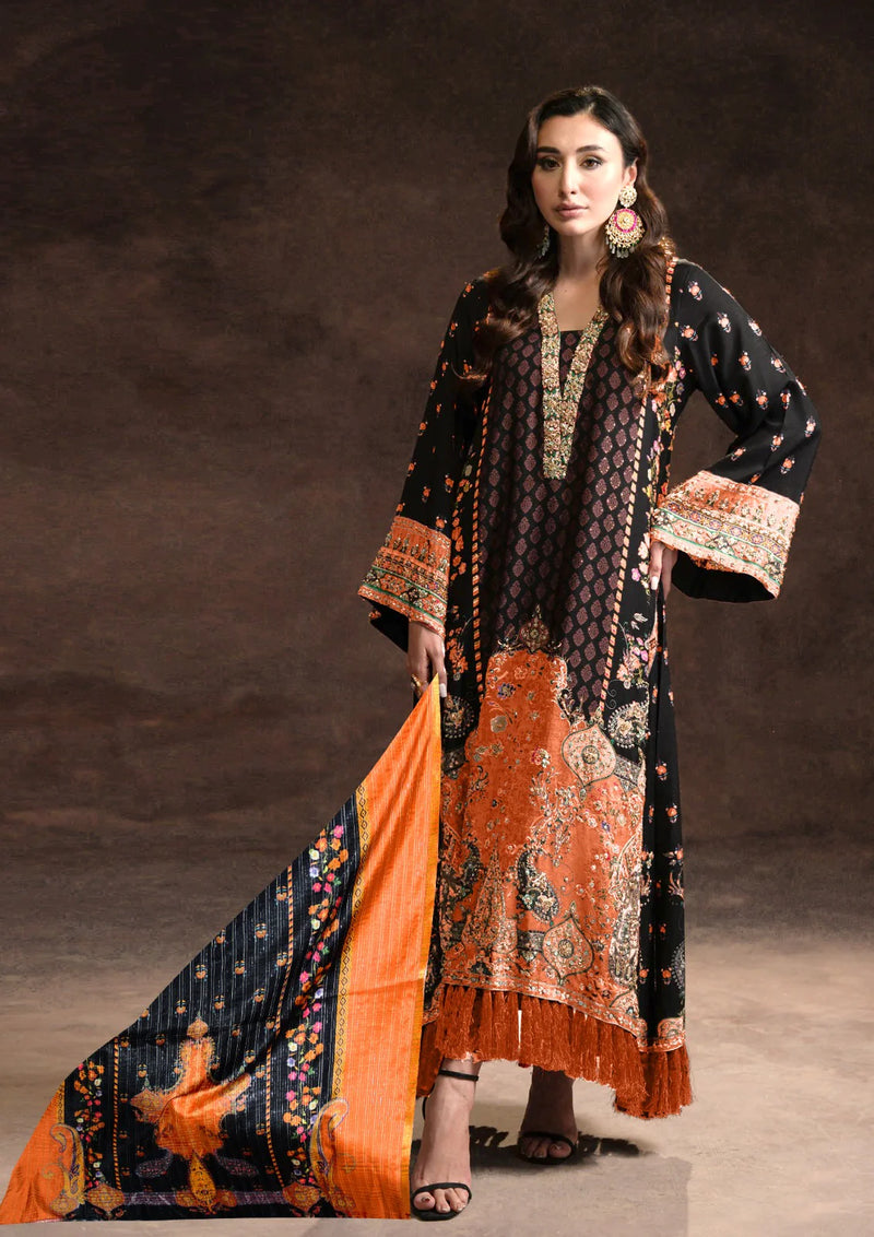 Ammara Khan Black Unstitched Silk Formal Collection