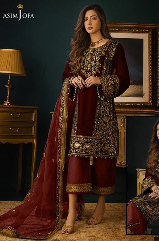 Asim Jofa Velvet Collection AJAM 09 Unstitched 3 Pieces