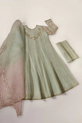 Agha Noor Mint Formal Organza Pink Peonies 3 Pieces Unstitched Luxury Collection