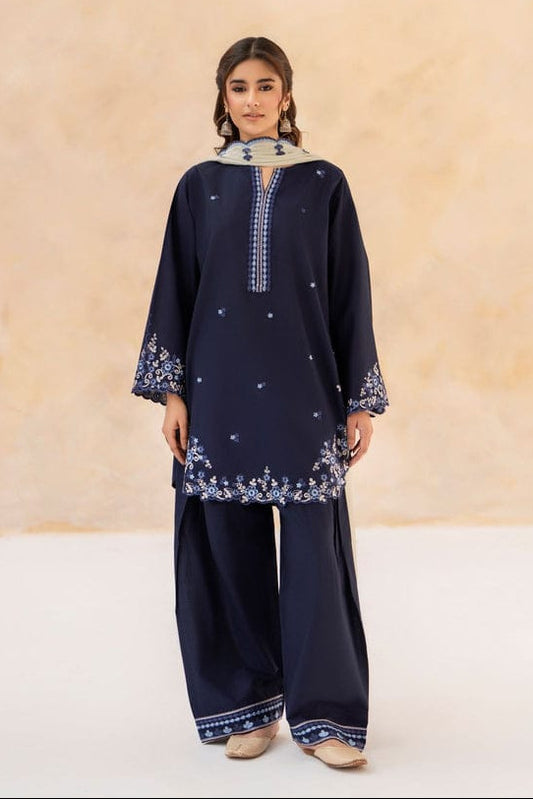 Pehnawa Luxury Lawn Embroidered 3 Pc Unstitched Suit-Amani Sapphire