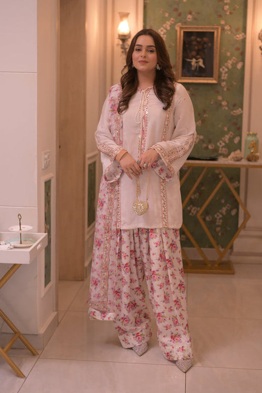 Aneelas Luxury Silk Embroidered 3Pc Unstitched Suit Fc - 30