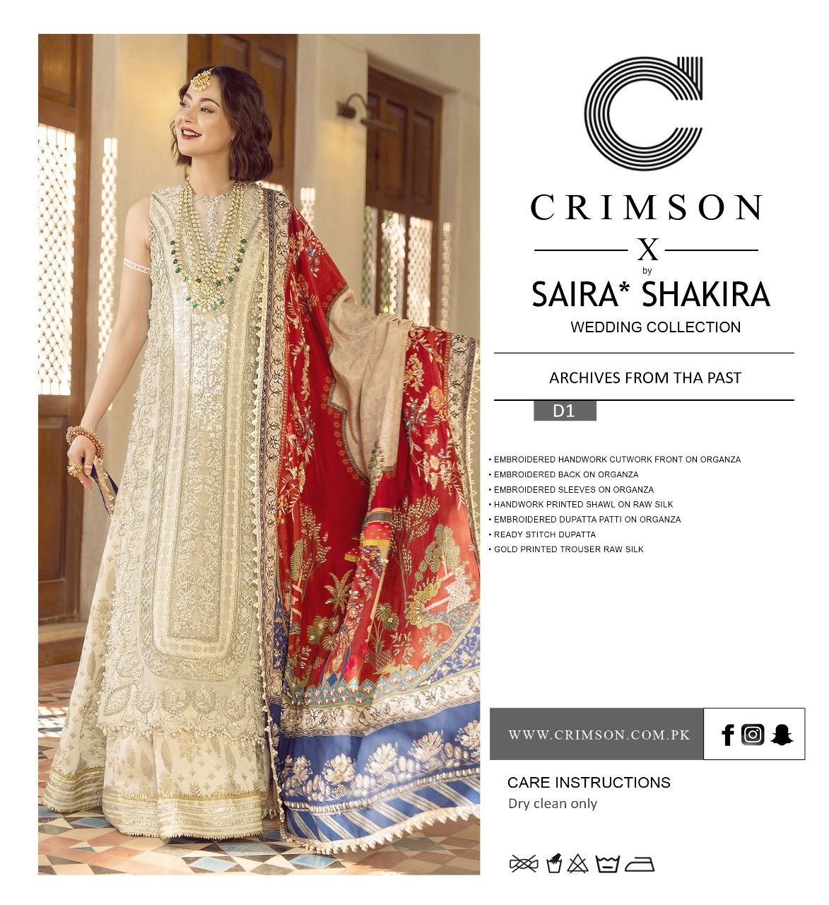 Aik Jhalak by Crimson Embroidered Suits Unstitched 3 Piece D1 - Luxury Wedding Collection