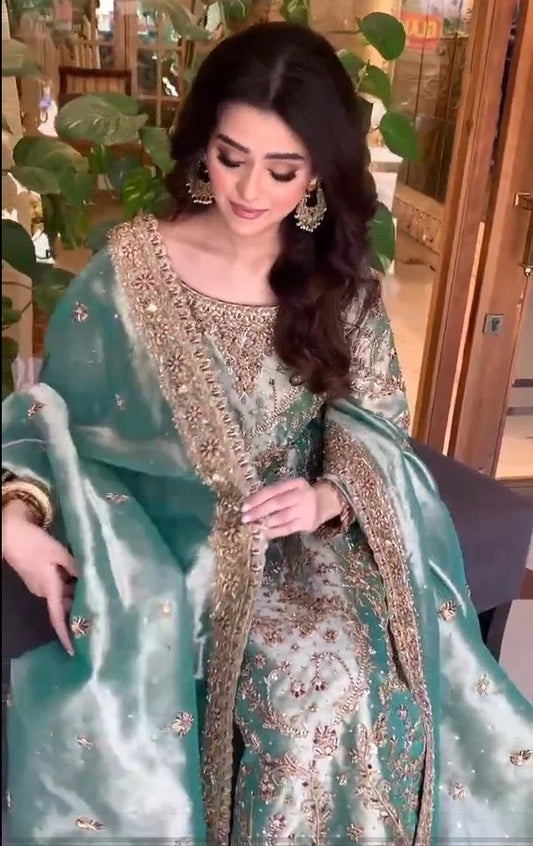 Haris Shakeel Luxury Myssory Embroidered 3 Piece Unstitched - 20736